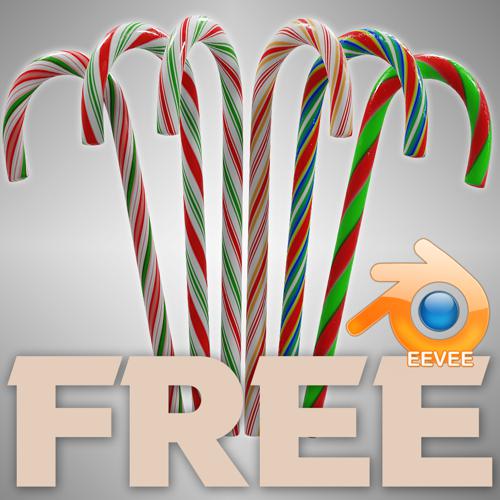 Low Poly Candy Canes With Procedural Materials preview image